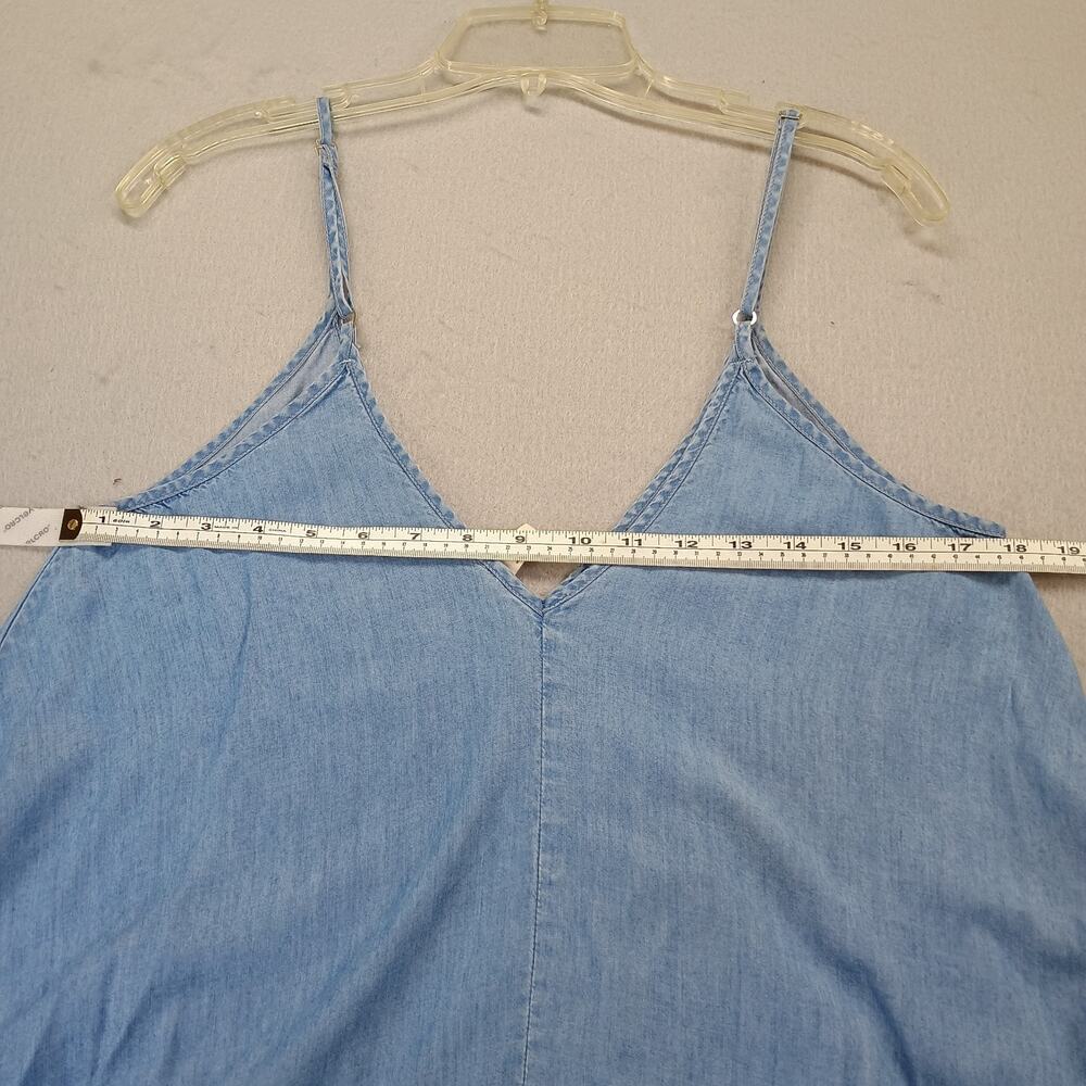 Elan Maxi Dress Jumper Sz M- V neck Strappy Washed Denim Lagenlook Boho - Picture 5 of 9